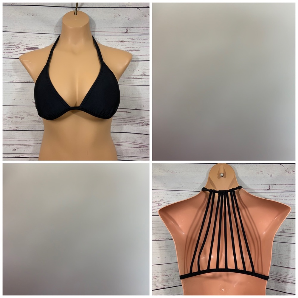 Xhilaration Black Strappy Back Swim Top